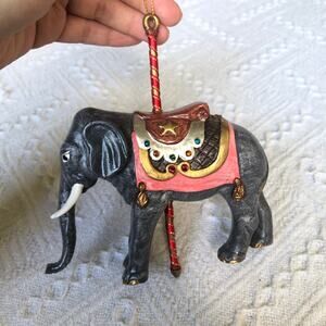 1988 Kurt S. Adler Smithsonian Carousel Elephant Christmas Ornament Hand Painted